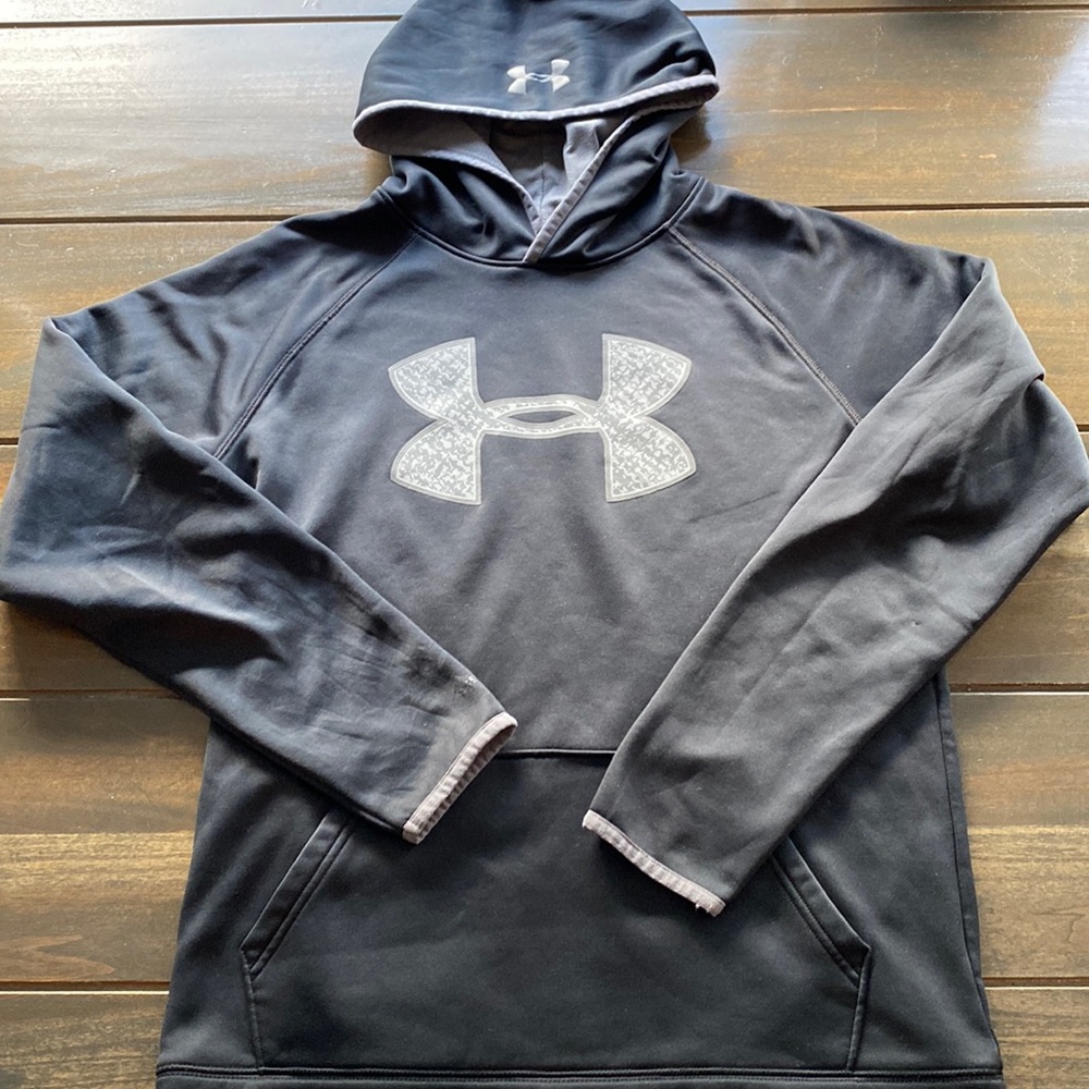 Boys Black/Grey Under Armour Hoodie Sweatshirt